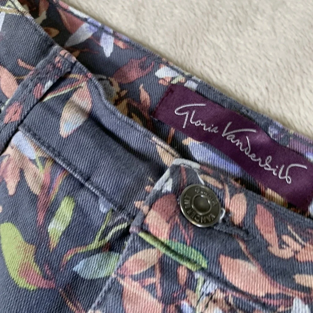 Gloria Vanderbilt Pants‎ Womens 4 Gray Floral Amanda Straight Leg Stretch Cotton - Picture 4 of 14